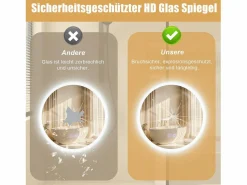 Online NETTLIFE Espejo para baño, espejo de baño con iluminación, redondo, 50 cm, espejo de baño LED de pared con toque Transparente