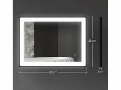 Hot Homcom Espejo Oval antivaho con luz LED 60x80x3 cm Negro