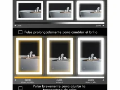 Hot Homcom Espejo Oval antivaho con luz LED 60x80x3 cm Negro