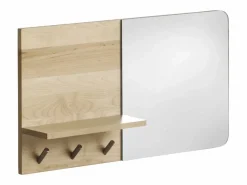 Espejo perchero horizontal de madera de abedul natural