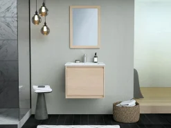 Sale Espejo rectangular con contorno de roble, Ancho 50 x Alt. 70 x Prof. 2,2, TIMEA Espejo De Cuarto De Baño