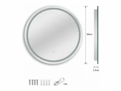 DripeX Espejo redondo con iluminación, espejo de baño LED con interruptor táctil, anti-fog, 60 x 60 cm