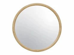 Sweeek Espejo redondo de madera de pino decorativo de pared, 60cm natural