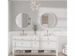 Outlet DripeX Espejo redondo de pared, espejo HD moderno de 60x60cm en el entorno para decorar, baño, dormitorio, Blanco