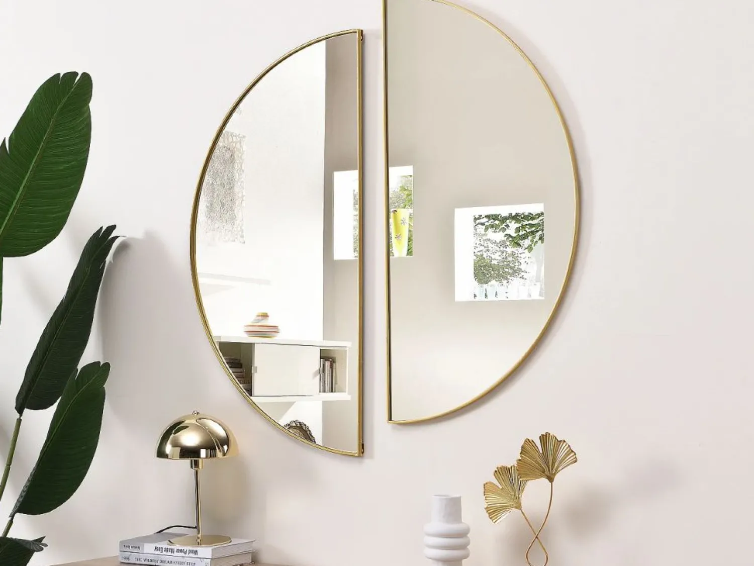 OZAIA Espejo semicircular design de metal - Ancho 50 x Alt. 100 cm - - GAVRA