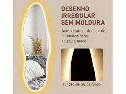 Homcom Espejo Tempo con luz LED transparente 120x40x3 cm Color natural claro