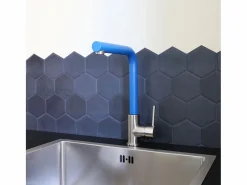 Essebagno Esseloki Mezclador para fregadero de acero inoxidable con caño azul