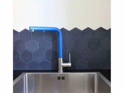 Essebagno Esseloki Mezclador para fregadero de acero inoxidable con caño azul