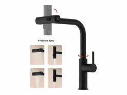 Online Essebagno Esserain Mezclador de fregadero con teleducha extraíble en mate Negro