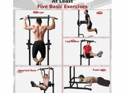 Discount Estación de entrenamiento multifuncional para dominadas y fondos, plancha, color , altura regulable (224,8x96,5x207cm) Aparato De Musculación