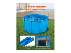 Estanque para Peces SucceBuy de Lona, Estanque Elevado de 3100L, Acuario Plegable en PVC para Koi, Acuario Redondo para Peces Dorados con Marco Robusto