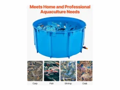 Estanque para Peces SucceBuy de Lona, Estanque Elevado de 3100L, Acuario Plegable en PVC para Koi, Acuario Redondo para Peces Dorados con Marco Robusto