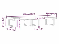 Sale vidaxl Estante de lavabo de pared acero y madera maciza de acacia Marru00f3n