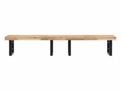 Sale vidaxl Estante de lavabo de pared acero y madera maciza de acacia Marru00f3n