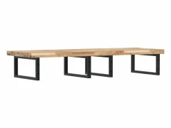 Sale vidaxl Estante de lavabo de pared acero y madera maciza de acacia Marru00f3n