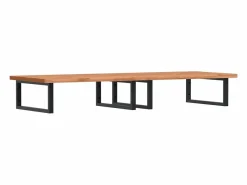 vidaxl Estante de lavabo de pared de acero y madera maciza de haya Marru00f3n