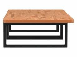 vidaxl Estante de lavabo de pared de acero y madera maciza de haya Marru00f3n
