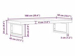 vidaxl Estante de lavabo de pared de acero y madera maciza de haya