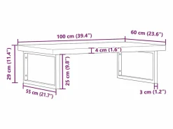 vidaxl Estante de lavabo de pared de acero y madera maciza de roble
