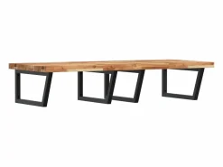 Best Estante de lavabo de pared acero y madera maciza de acacia Estantería Sobre Inodoro
