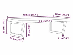 Online vidaxl Estante de lavabo de pared de acero y madera maciza de haya Marru00f3n