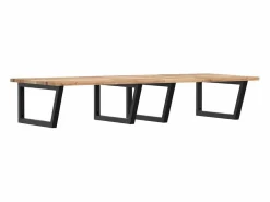 vidaxl Estante de lavabo de pared acero y madera maciza de acacia
