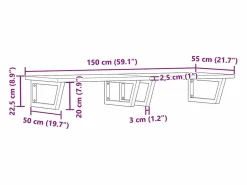 Clearance Estante de lavabo de pared de acero y madera maciza de haya Estantería Sobre Inodoro