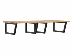 Outlet vidaxl Estante de lavabo de pared acero y madera maciza de acacia Marru00f3n