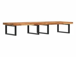 Estante de lavabo de pared acero y madera maciza de acacia Estantería Sobre Inodoro