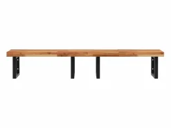 Estante de lavabo de pared acero y madera maciza de acacia Estantería Sobre Inodoro
