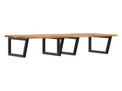 Online Estante de lavabo de pared acero y madera maciza de acacia Estantería Sobre Inodoro