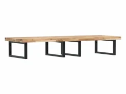 vidaxl Estante de lavabo de pared acero y madera maciza de acacia