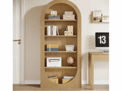 Tribesigns Estante de libros de 180 cm de alto, estante de libros arqueado de 5 niveles con estantes abiertos
