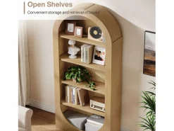 Tribesigns Estante de libros de 180 cm de alto, estante de libros arqueado de 5 niveles con estantes abiertos