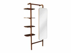 New Estante de pared con espejo de madera de hevea - Natural - ZORVINA Estantería