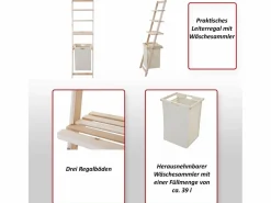 Clearance MCW Estante escalera -B59 Cesto para ropa sucia Marru00f3n / Beige
