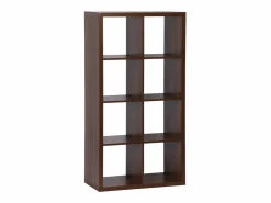 Estante librería 4 niveles 8 compartimentos nogal Estantería