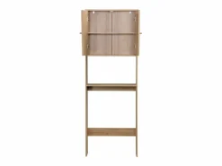 Estante mueble de wc decorada en madera y caña natural Estantería Sobre Inodoro