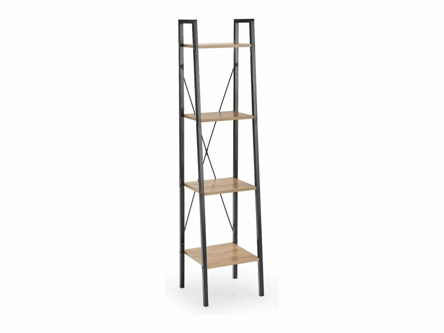 Discount MSO Estantería - Escalera de diseño 34 x 148 cm estilo roble y acero negro Loggia Color natural claro