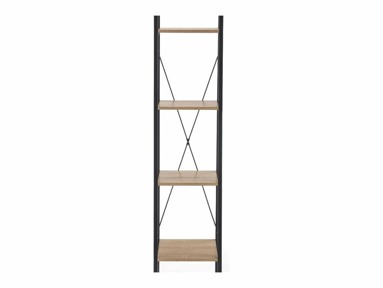 Discount MSO Estantería - Escalera de diseño 34 x 148 cm estilo roble y acero negro Loggia Color natural claro