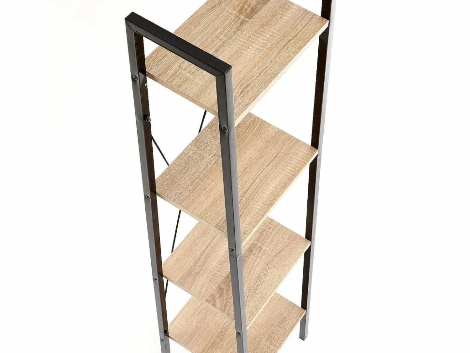 Discount MSO Estantería - Escalera de diseño 34 x 148 cm estilo roble y acero negro Loggia Color natural claro