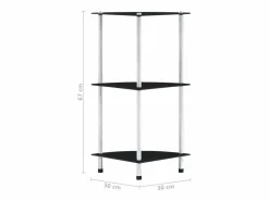 Clicnbuy Estantería 3 niveles cristal templado 30x30x67 cm Negro