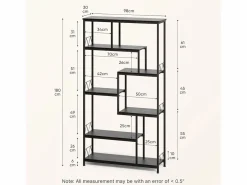 Best Estantería Bealife de Almacenamiento 7 Niveles con Estructura Metálica y Patas Ajustables 100 x 30 x 180 cm Librería