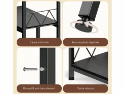 Best Estantería Bealife de Almacenamiento 7 Niveles con Estructura Metálica y Patas Ajustables 100 x 30 x 180 cm Librería