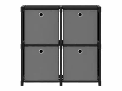 Clicnbuy Estantería de 4 cubos con cajas de tela negra 69x30x72,5 cm
