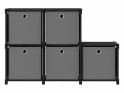 Clearance Clicnbuy Estantería de 5 cubos con cajas tela negra 103x30x72,5 cm Negro