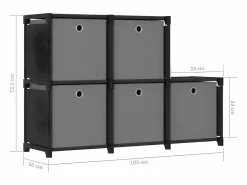 Clearance Clicnbuy Estantería de 5 cubos con cajas tela negra 103x30x72,5 cm Negro