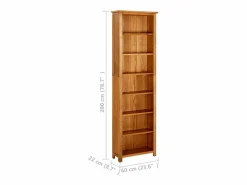 Best Estantería de 7 niveles madera maciza de roble 60x22x200 cm Vitrina