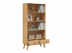 Sale Clicnbuy Estantería de 4 niveles OLDEN madera maciza de pino marrón Marru00f3n