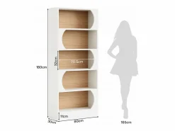 Clearance Estantería de 5 niveles , estantes de almacenamiento de 180 cm, estantería grande de cubo abierto, estantes de exhibición de madera para dormitorio, sala de estar, oficina, y nogal Librería